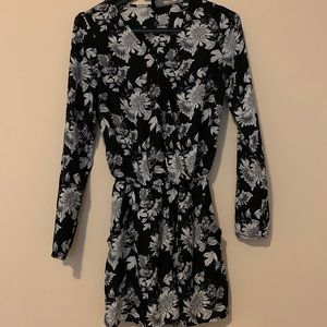 Black and White Floral Romper - Size 2